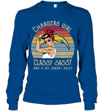 Load image into Gallery viewer, Los Angeles Chargers girl classy sasy and a bit smart asy retro shirt