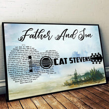 Load image into Gallery viewer, father and son lyrics cat stevens guitar typography poster canvas