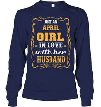 Load image into Gallery viewer, just april girl in love with husband Black T Shirt