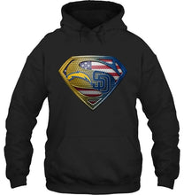 Load image into Gallery viewer, Los Angeles Chargers and San Diego Padres superman american flag layer shirt