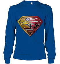 Load image into Gallery viewer, Los Angeles Chargers and San Diego State Aztecs superman american flag layer shirt