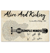 Load image into Gallery viewer, Simple Minds Alive and kicking lyrics guitar typography signed poster