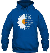 Load image into Gallery viewer, Blessed by god spoiled by husband protected by both daisy Black T Shirt
