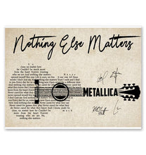 Load image into Gallery viewer, Metallica Nothing else matter lyric guitar typography signed poster