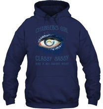 Load image into Gallery viewer, Los Angeles Chargers girl classy sasy and a bit smart asy glitter pattern eye t shirt