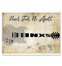 Load image into Gallery viewer, INXS Never tear us apart lyric guitar typography signed poster