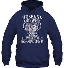 Load image into Gallery viewer, Husband and wife riding partners for life Black T Shirt