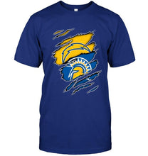 Load image into Gallery viewer, Los Angeles Chargers and San Jose State Spartans layer under ripped shirt