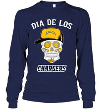 Load image into Gallery viewer, Dia de los Los Angeles Chargers sugar skull poco loco shirt