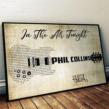 Load image into Gallery viewer, Phil collins In the air tonight lyric guitar typography signed poster canvas