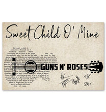 Load image into Gallery viewer, Guns n Roses Sweet child o' mine lyric guitar typography poster
