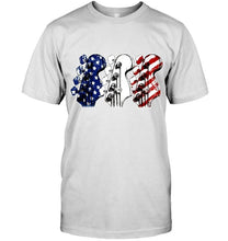 Load image into Gallery viewer, guitar headstock american flag 4th july independence day firework shirt