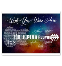 Load image into Gallery viewer, Pink floyd wish you were here lyric guitar typography coloful galaxy layer signed poster