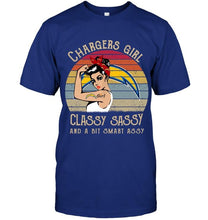 Load image into Gallery viewer, Los Angeles Chargers girl classy sasy and a bit smart asy retro shirt