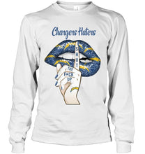 Load image into Gallery viewer, Los Angeles Chargers haters shut the f ck up shhh lips shirt