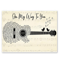 Load image into Gallery viewer, Cody Johnson On My Way To You lyric guitar typography with bird whispering poster