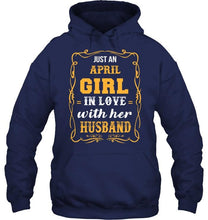 Load image into Gallery viewer, just april girl in love with husband Black T Shirt