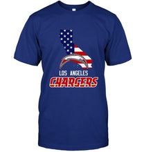 Load image into Gallery viewer, Los Angeles Chargers California 4th July independence day american flag shirt