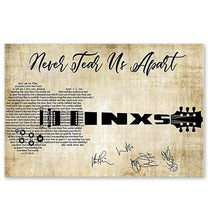 Load image into Gallery viewer, INXS Never tear us apart lyric guitar typography signed poster