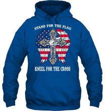 Load image into Gallery viewer, Stand for flag kneel for cross Los Angeles Chargers jesus cross american flag wings shirt