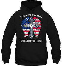 Load image into Gallery viewer, Stand for flag kneel for cross Los Angeles Chargers jesus cross american flag wings shirt