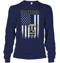 Load image into Gallery viewer, Los Angeles Los Angeles Chargers Los Angeles Kings american flag shirt