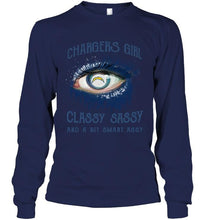 Load image into Gallery viewer, Los Angeles Chargers girl classy sasy and a bit smart asy glitter pattern eye t shirt