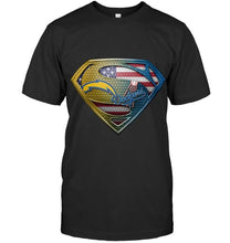 Load image into Gallery viewer, Los Angeles Chargers and Los Angeles Dodgers superman american flag layer shirt