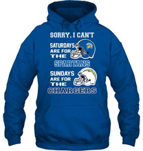 Load image into Gallery viewer, Sorry I can't saturdays are for San Jose State Spartans sundays are for Los Angeles Chargers shirt