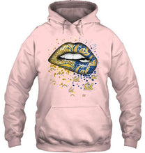 Load image into Gallery viewer, Los Angeles Chargers and California Golden Bears glitter pattern sexy lips t shirt