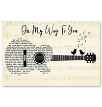 Load image into Gallery viewer, Cody Johnson On My Way To You lyric guitar typography with bird whispering poster