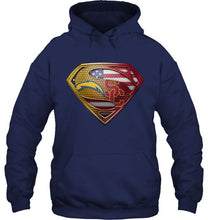 Load image into Gallery viewer, Los Angeles Chargers and USC Trojans superman american flag layer shirt