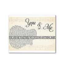 Load image into Gallery viewer, Dave Matthews Band You and me together we could do anything lyric guitar typography canvas