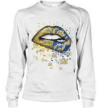 Load image into Gallery viewer, Los Angeles Chargers and California Golden Bears glitter pattern sexy lips t shirt