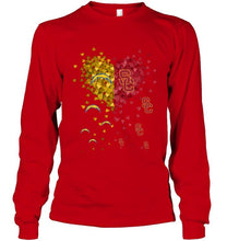 Load image into Gallery viewer, Los Angeles Chargers and USC Trojans tiny hearts shaped fan shirt