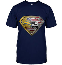 Load image into Gallery viewer, Los Angeles Chargers and Los Angeles Kings superman american flag layer shirt