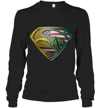Load image into Gallery viewer, Los Angeles Chargers and Oakland Athletics superman american flag layer shirt