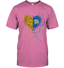 Load image into Gallery viewer, Los Angeles Chargers and San Jose State Spartans tiny hearts shaped fan shirt