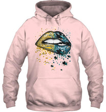 Load image into Gallery viewer, Los Angeles Chargers and San Jose Sharks glitter pattern sexy lips t shirt
