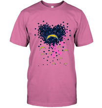 Load image into Gallery viewer, Los Angeles Chargers tiny heart love shaped br east cancer shirt