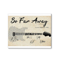 Load image into Gallery viewer, Avenged sevenfold so far away lyric guitar typography signed canvas