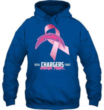 Load image into Gallery viewer, Los Angeles Chargers real fans wear pink br east cancer support shirt