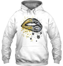 Load image into Gallery viewer, Los Angeles Chargers and Los Angeles Kings glitter pattern sexy lips t shirt