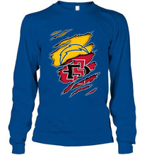Load image into Gallery viewer, Los Angeles Chargers and San Diego State Aztecs layer under ripped shirt