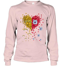 Load image into Gallery viewer, Los Angeles Chargers and Fresno State Bulldogs tiny hearts shaped fan shirt
