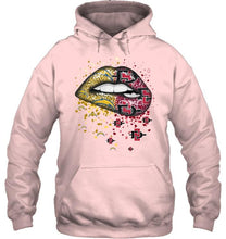 Load image into Gallery viewer, Los Angeles Chargers and San Diego State Aztecs glitter pattern sexy lips t shirt