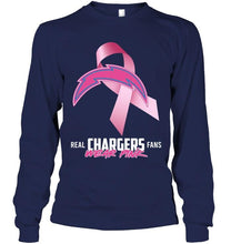 Load image into Gallery viewer, Los Angeles Chargers real fans wear pink br east cancer support shirt