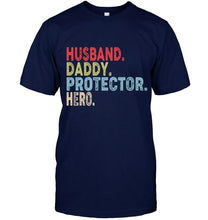 Load image into Gallery viewer, Husband daddy protector hero retro Black T Shirt