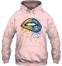 Load image into Gallery viewer, Los Angeles Chargers and Los Angeles Dodgers glitter pattern sexy lips t shirt