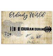 Load image into Gallery viewer, Duran Duran Ordinary world lyric guitar typography signed poster